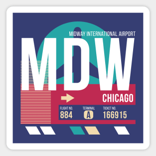 Chicago (MDW) Airport Code Baggage Tag E Magnet